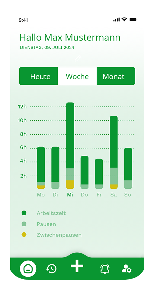 Bamsenet App Wochenübersicht